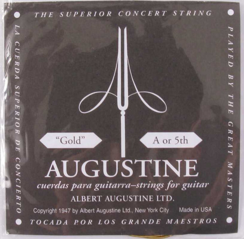 Augustine Medium Tension Bass String for Guitar - "Gold" - Brass Plated - 5th A - Single String, ANG5 Augustine Medium Tension Bass String for Guitar - "Gold" - Brass Plated - 5th A - Single String, ANG5