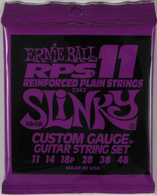 Ernie Ball Electric Guitar - Reinforced Plain Strings Power Slinky, .011 - .048, 2242