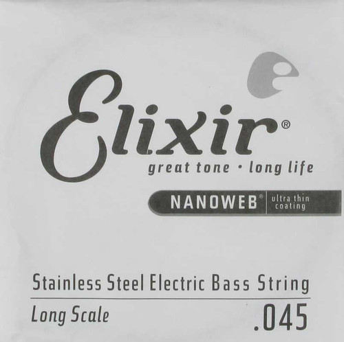 Elixir Electric Bass Stainless Steel with Nanoweb Coating Single .045, 13346 Elixir Electric Bass Stainless Steel with Nanoweb Coating Single .045, 13346