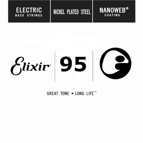 Elixir Electric Bass NanoWeb Nickel Plated Steel Single String .095, 15395 Elixir Electric Bass NanoWeb Nickel Plated Steel Single String .095, 15395