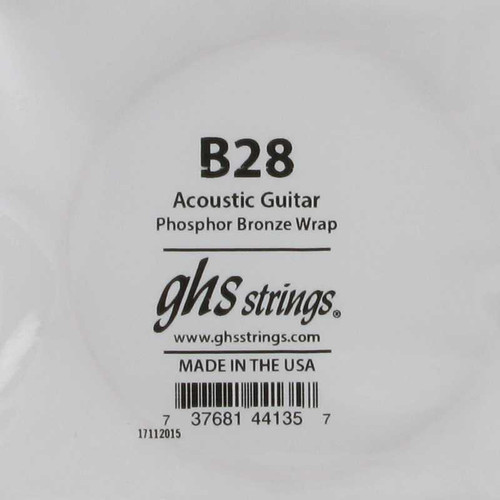 GHS Phosphor Bronze Wrap For Acoustic Guitar .028, B28 GHS Phosphor Bronze Wrap For Acoustic Guitar .028, B28