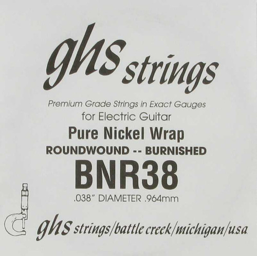 GHS Burnished Nickel Roundwound .038, Single String, BNR38 GHS Burnished Nickel Roundwound .038, Single String, BNR38