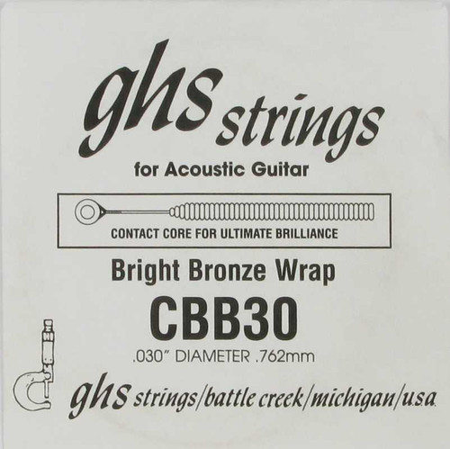 GHS Bright Bronze Contact Core For Acoustic Guitar .030, Single String, CBB30 GHS Bright Bronze Contact Core For Acoustic Guitar .030, Single String, CBB30