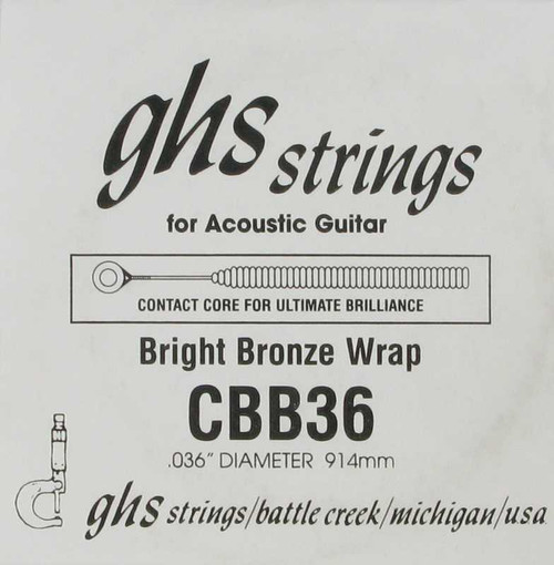 GHS Bright Bronze Contact Core For Acoustic Guitar .036, CBB36 GHS Bright Bronze Contact Core For Acoustic Guitar .036, CBB36