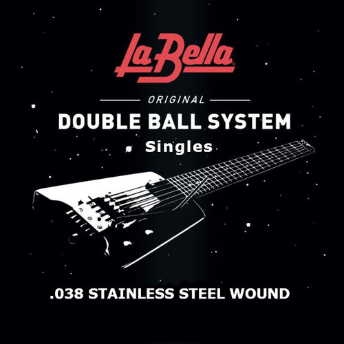 La Bella Stainless Steel Wound Double Ball End Single String, .038, S038 La Bella Stainless Steel Wound Double Ball End Single String, .038, S038