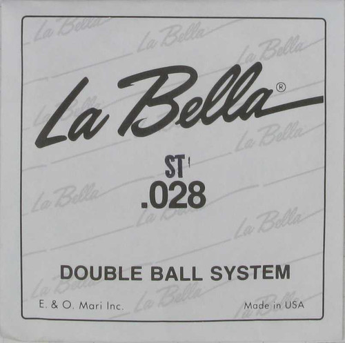 La Bella Stainless Steel Wound Double Ball End Trans Trem Threaded Ball, .028, ST028 La Bella Stainless Steel Wound Double Ball End Trans Trem Threaded Ball, .028, ST028