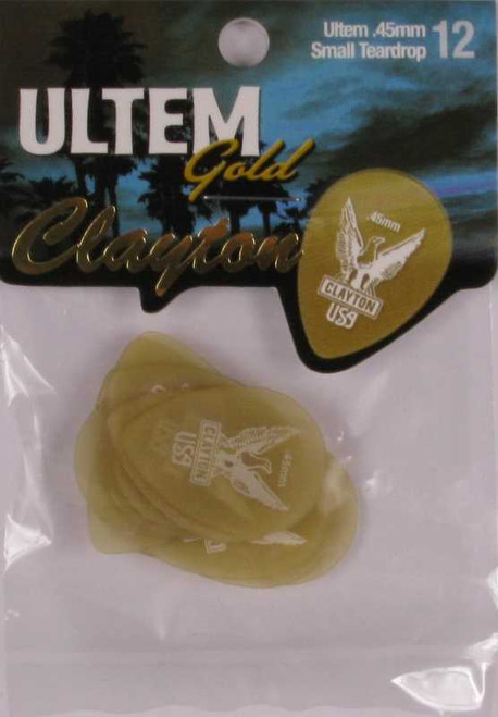 Clayton Ultem Gold Tortoise Pick Small Teardrop .45 Pack of 12, UST45-12 Clayton Ultem Gold Tortoise Pick Small Teardrop .45 Pack of 12, UST45-12