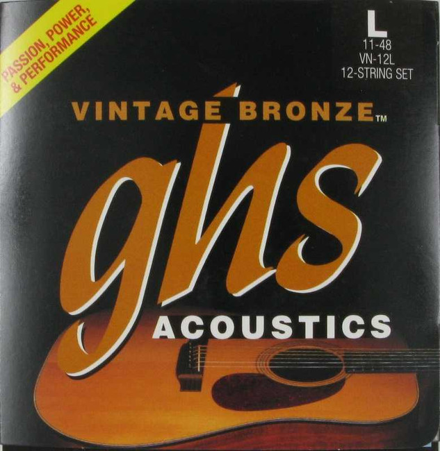 GHS Acoustic Guitar Vintage Bronze 85/15 Light 12 Strings