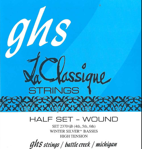 GHS Classic Guitar - La Classique High Tension .030 - .043, Winter Silver  Basses (contains three Basses only), 2370-1/2B GHS 2370-1/2B GHS_2370-1/2B