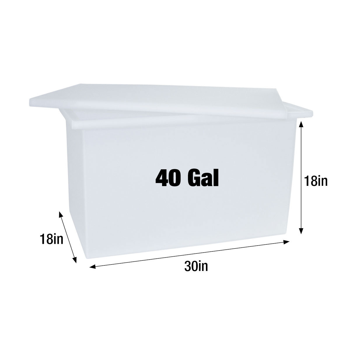 40-Gallon Open Top Rectangular Solution Tank with Lid, 30in L x 18in W