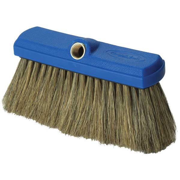 Foam Brush, Brass 1/2in FPT, 4in Hogs Hair Bristle, Blue Rubber Head