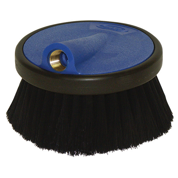 Round Foam Brush, Brass 1/2in FPT, 21/4in Black Nylon Filament, Blue