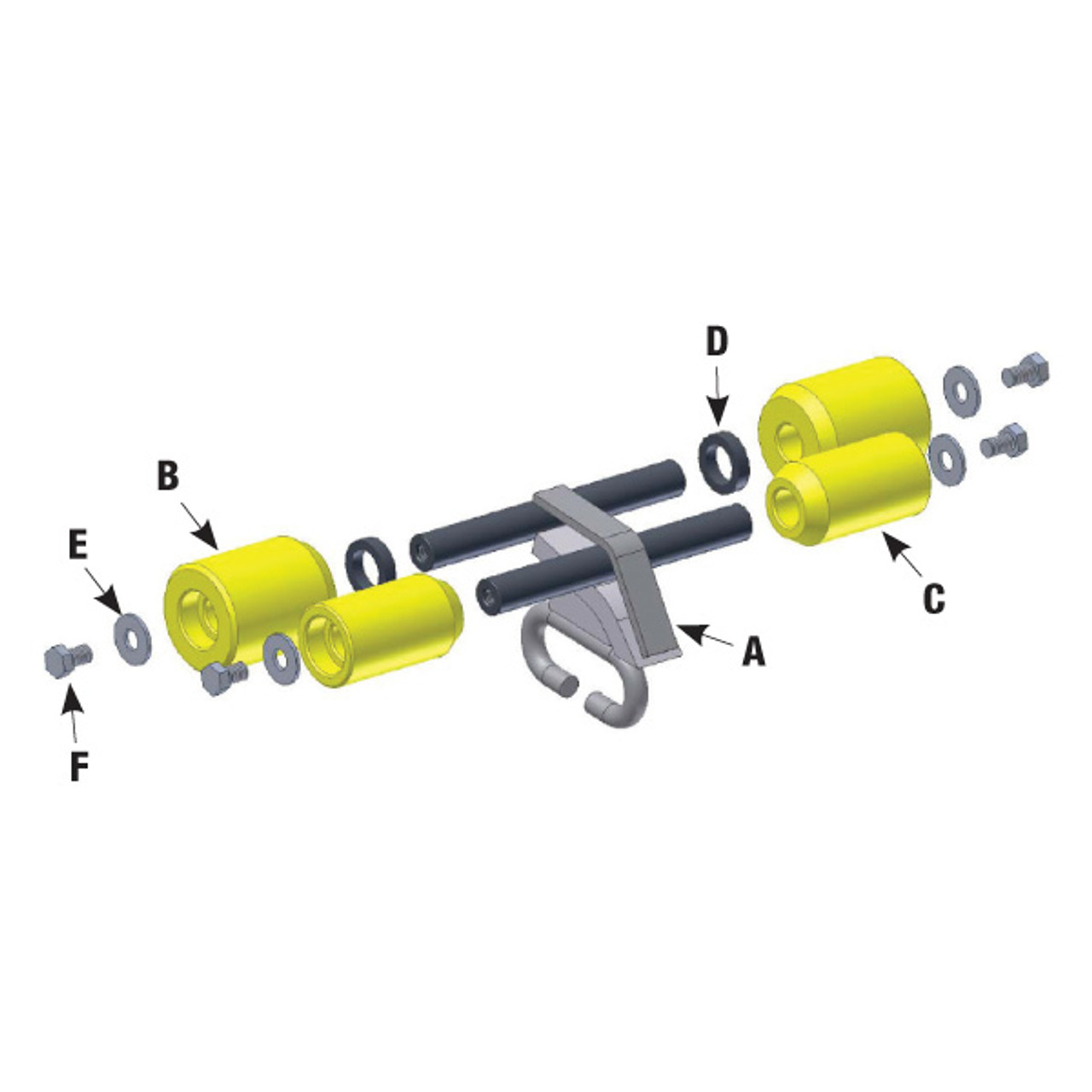 Roller Assembly, Mid 4 Wheel with Log Links for Sonnys | Sonny's