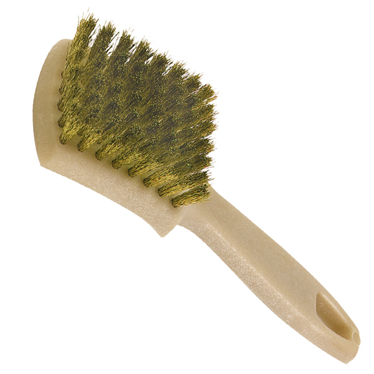 Whitewall and Sidewall Tire Brush, 8-1/2in L x 2in W, 3/4in Bristle L,  Brass Wire Filament