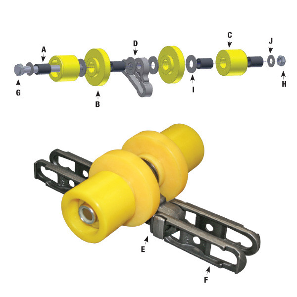 Roller Assembly, 4 Wheel with X458 Carrier Link and Side Bar Chain