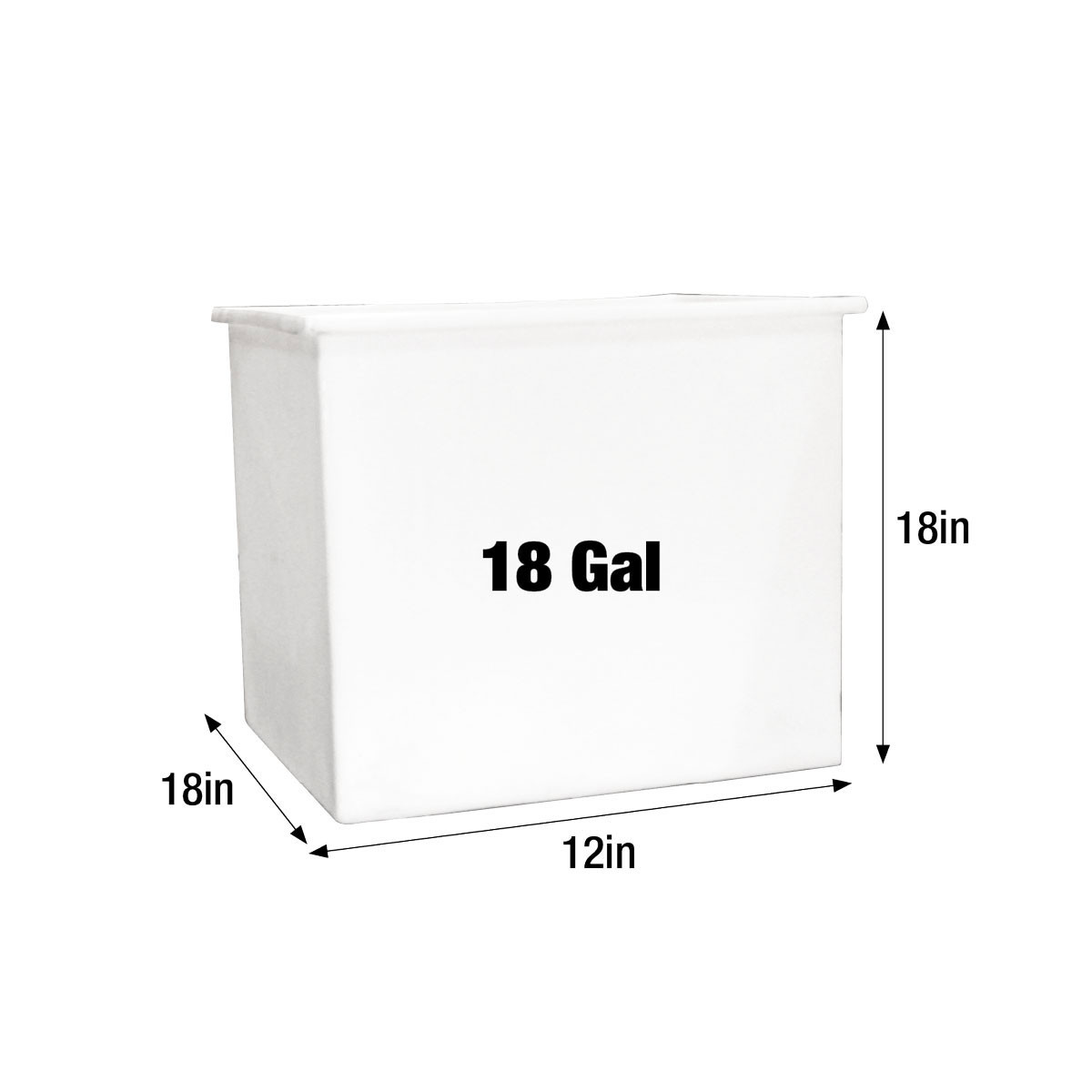 18-Gallon Open Top Rectangular Solution Tank No Lid, 18in L x 12in