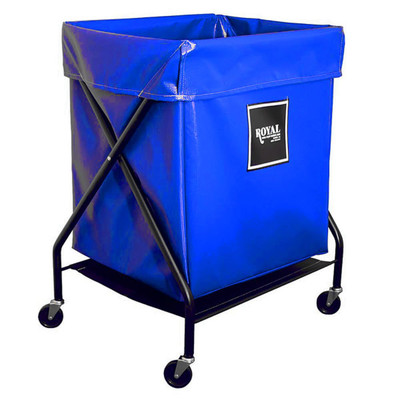 X Frame Folding Laundry Cart with Vinyl Bag, 150lb Load Capacity, 22in L x 20in W x 35-1/2in H, Blue