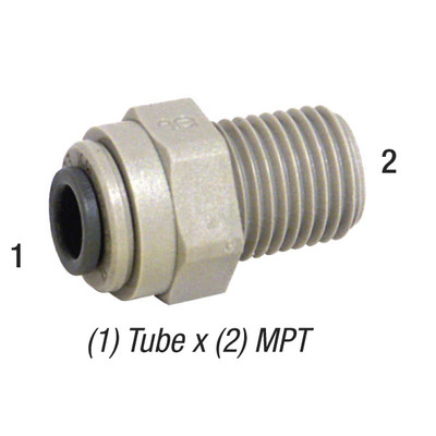 John Guest Male Connector, 3/8in Tube x 3/8in MPT, Poly, PI011223S