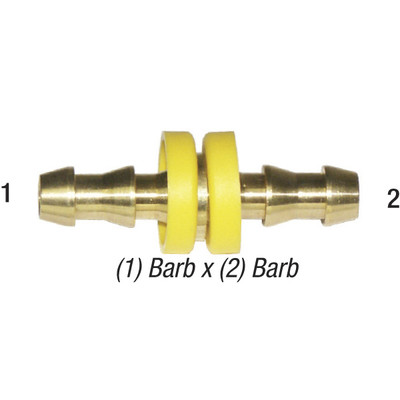 Lock-On Hose Splicer, 3/8in Barb x 3/8in Barb, Brass