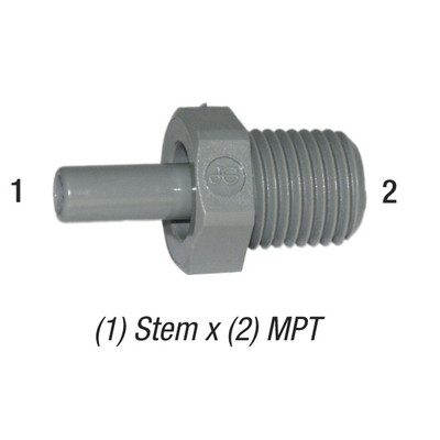 John Guest Stem Adapter, 3/8in Stem x 3/8in MPT, PI051223S