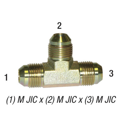 Union Tee, 1/2in Male JIC x 1/2in Male JIC x 1/2in Male JIC, Steel Zinc Coated