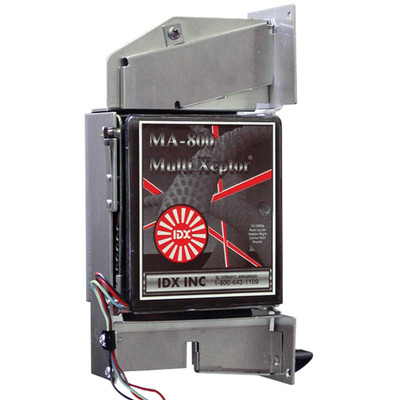 IDX Hawk Xeptor Coin Acceptor with Anti String MA800 Series, 2in W MA20 Face Plate, 24V AC/DC