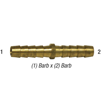 Hose Barb Splicer, 1/4in Barb x 1/4in Barb, Brass, 32-093