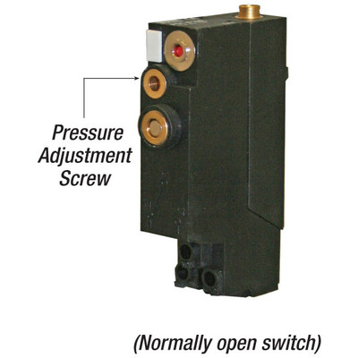 Low Air Pressure Switch, 250VAC or DC, Normally Open/Normally Closed Switch, 75PSI, Parker