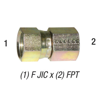 Swivel Adapter, 1/4in FPT x 3/8in Female JIC, Steel Zinc Coated, 6506-4-6