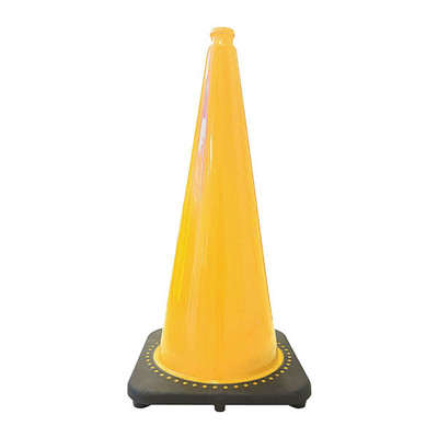 Traffic Cone, 28in H, Yellow, 7lb Black Base