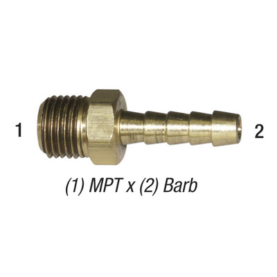 Adapter, 3/8in MPT x 1/2in Barb, Brass, 32-016