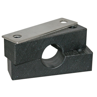 UHMW Split Bearing Block with Stainless Steel Cover Plate for Hanna Mitter HMB500SK, 1-1/2in Bore