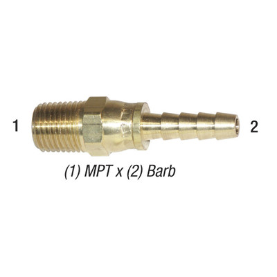 Male Pipe Swivel Hose Barb, 3/8in MPT x 1/2in Barb, Brass