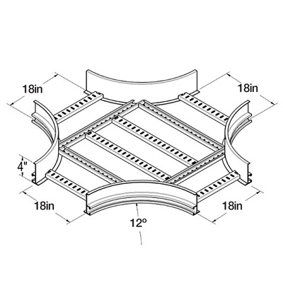 Horizontal Cross Tray, 18in W x 12in Radius