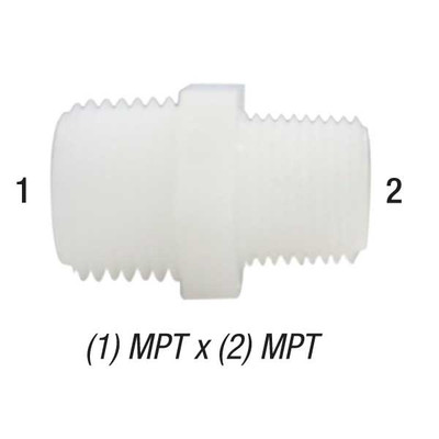 Hex Reducing Nipple, 3/8in MPT x 1/4in MPT, Thread Nylon, M3814
