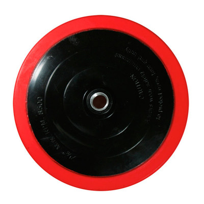 Backing Plate, Velcro Grip, 7-1/8in Dia. 5/8in-11 Thread Arbor Spindle, Red, S.M. Arnold 69-080