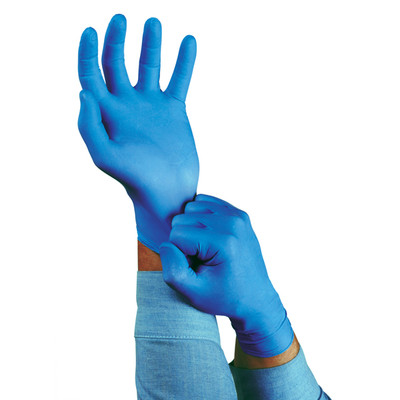 Chemical Resistant Disposable Gloves, Nitrile, Lightly Powdered, Extra Large, Blue, Box of 100