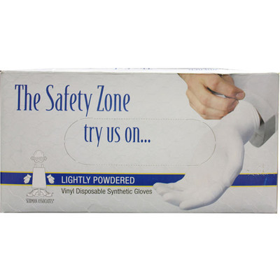 Vinyl Disposable Synthetic Gloves, Ambidextrous, Lightly Powdered, Medium, White, Box of 100