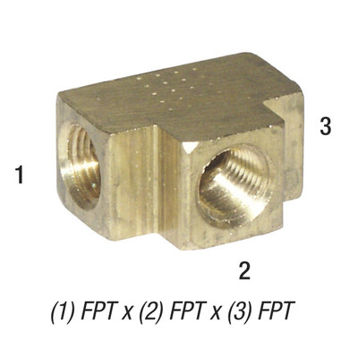 Tee Adapter, 1/2in FPT x 1/2in FPT x 1/2in FPT, Brass, 28-027
