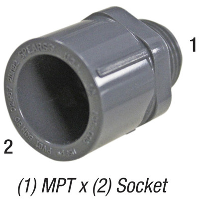 Adapter, 2in MPT x 2in SLP Socket, PVC SCH80, Gray