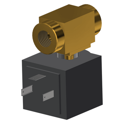 Solenoid Valve, 1/4in FPT, Normally Closed with DIN Connection, D24V, Brass Body, DEMA 401P.3D