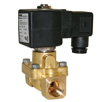 Solenoid Valve, 1/2in FPT, Normally Closed with DIN Coil, 120VAC, Brass Body, Parker D1D1P3