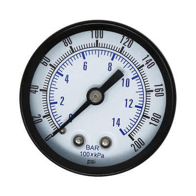 Non-Liquid Filled Pressure Gauge, 1/4in Rear Mount, 0-200PSI, 2in Dia. Face