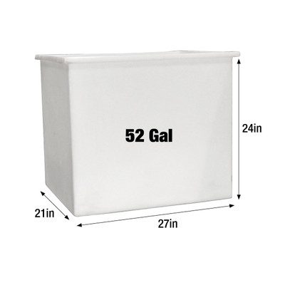 52-Gallon Open Top Rectangular Solution Tank No Lid, 27in L x 21in W x 24in H