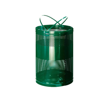 Perforated Steel Receptacle, Freestanding, 23in Dia. x 36in H, Green