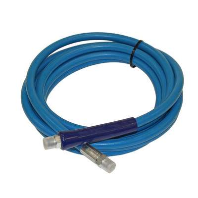 Single Wire Braid Hose Assembly, 3/8in I.D. x 9ft L with Fittings and Bend Restrictor, Blue