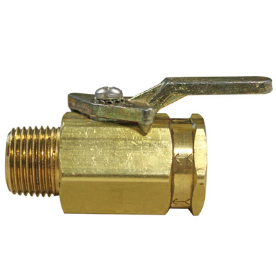 Ball Valve, Two-Way, 1/4in Female x 1/4in Male, 500PSI, Brass