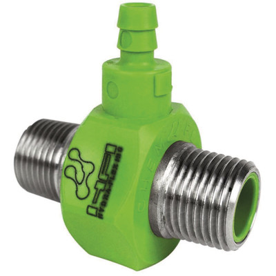 Single Barb Injector, 3/8in NPT x 3/8in NPT, 3.25GPM, Light Green, Stainless Steel, 118098