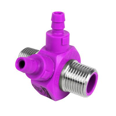 Dual Barb Injector, 3/8in NPT x 3/8in NPT, 4.5GPM, Purple, Stainless Steel, 129117