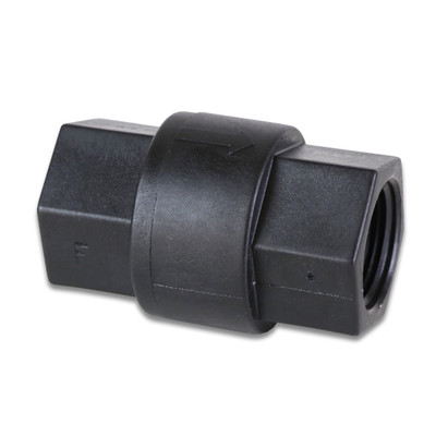 Check Valve, 3/4in FPT, Black, Polypro, 3002091